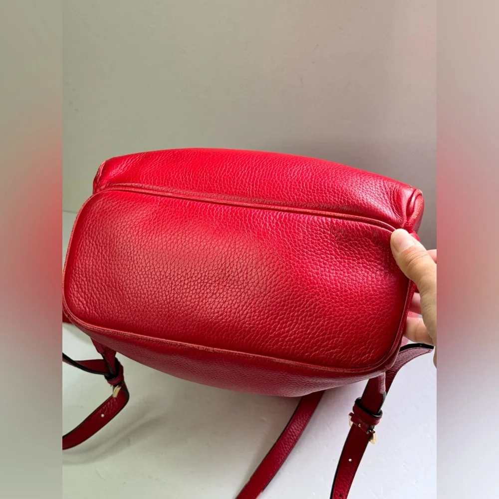 Michael Kors Backpack Abbey Medium Bag Red Pebbled Leather